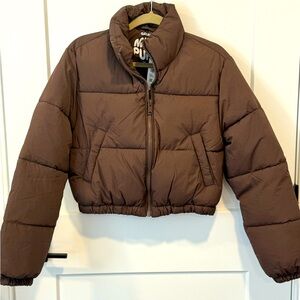 Garage Brown mini puff jacket size p/s. Brand new with tags!